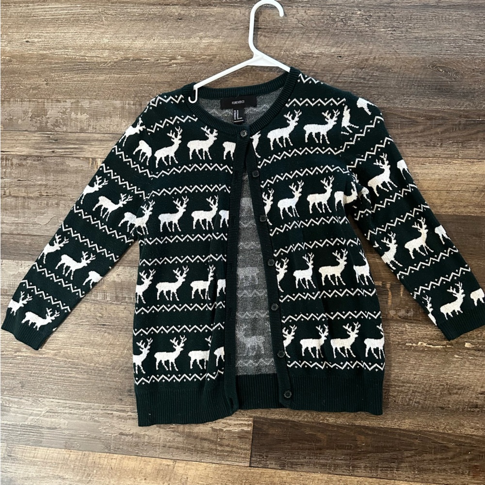 Forever 21 Black and White Knit Cardigan
